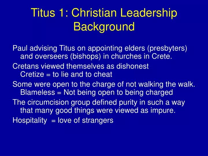 titus 1 christian leadership background