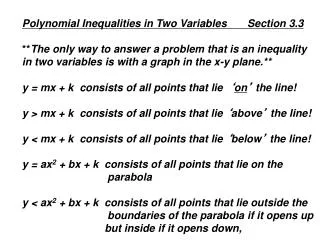 Polynomial Inequalities in Two Variables Section 3.3