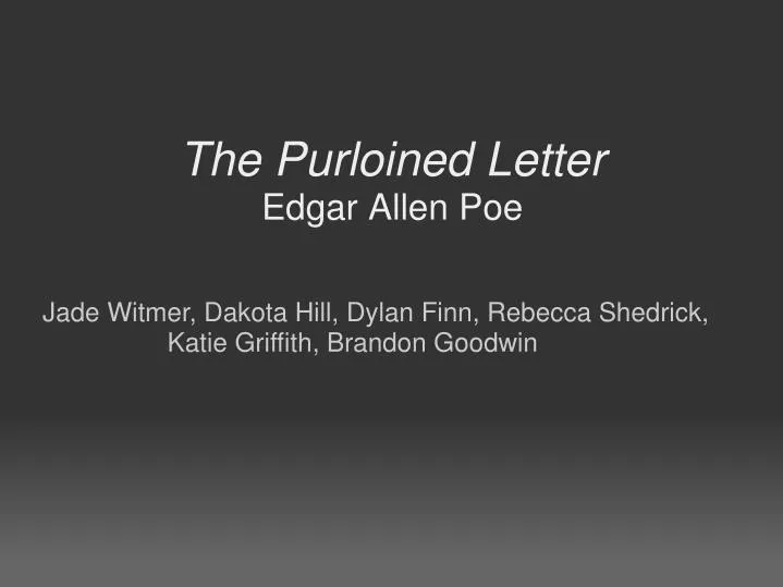 the purloined letter edgar allen poe
