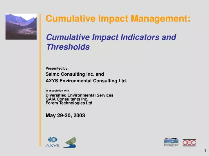 cumulative impact management cumulative impact indicators and thresholds