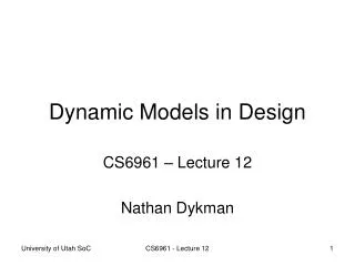 Dynamic Models in Design