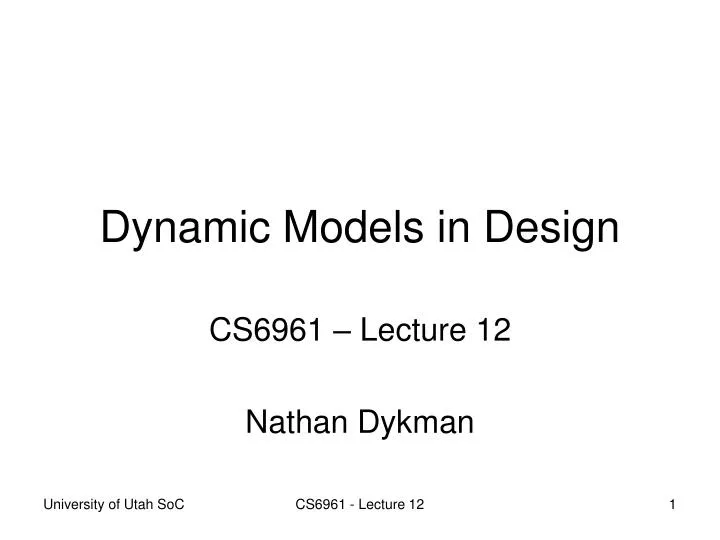 dynamic models in design