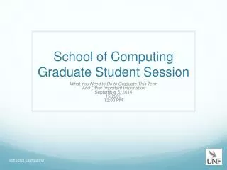 School of Computing Graduate Student Session