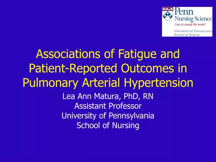 associations of fatigue and patient reported outcomes in pulmonary arterial hypertension