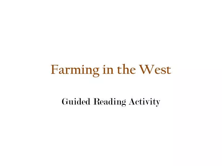 farming in the west