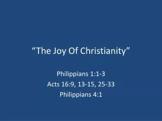 “The Joy Of Christianity”