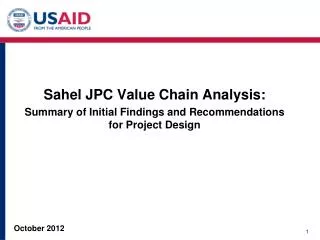 S ahel JPC Value Chain Analysis: