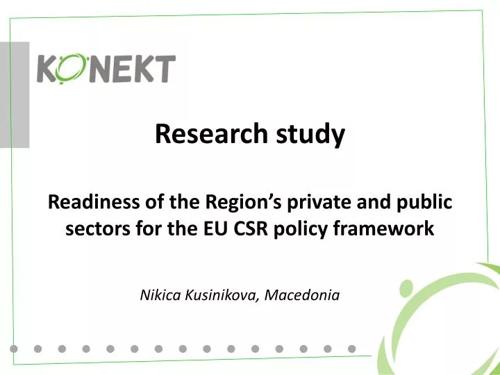 research study readiness of the region s private and public sectors for the eu csr policy framework