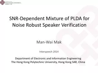 SNR-Dependent Mixture of PLDA for Noise Robust Speaker Verification