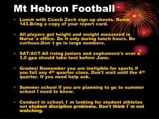 Mt Hebron Football