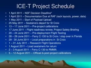 ICE-T Project Schedule