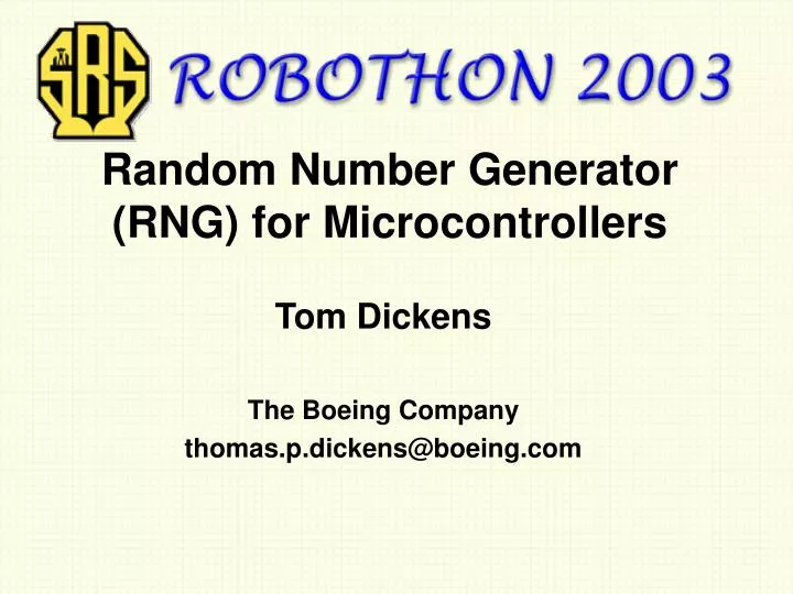 random number generator rng for microcontrollers