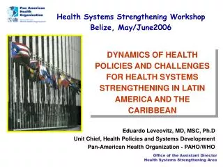 Eduardo Levcovitz, MD, MSC, Ph.D Unit Chief, Health Policies and Systems Development
