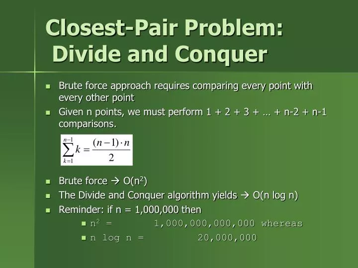 closest pair problem divide and conquer