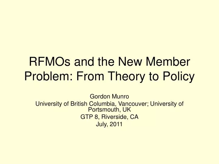 rfmos and the new member problem from theory to policy