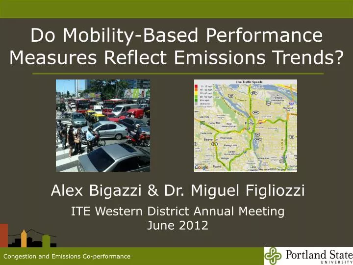 do mobility based performance measures reflect emissions trends