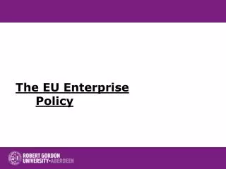 The EU Enterprise Policy