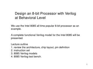 Design an 8-bit Processor with Verilog at Behavioral Level
