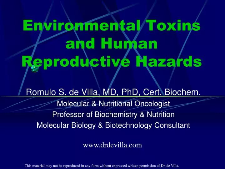 environmental toxins and human reproductive hazards