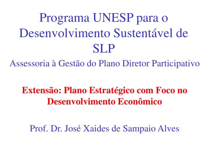 programa unesp para o desenvolvimento sustent vel de slp