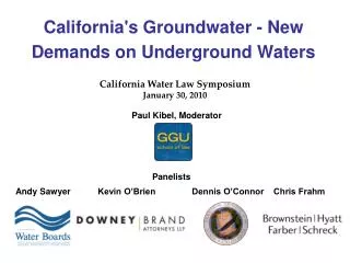 California's Groundwater - New Demands on Underground Waters
