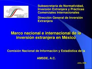 Marco nacional e internacional de la inversión extranjera en México