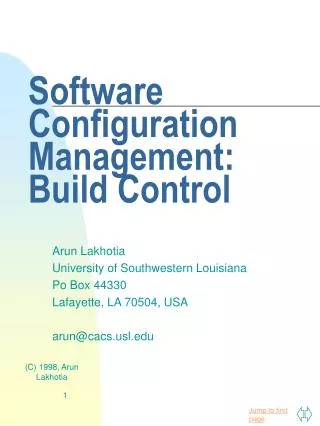 Software Configuration Management: Build Control