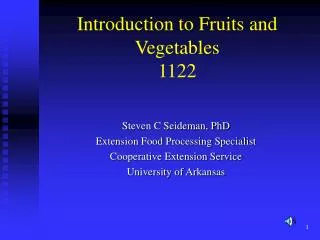 Introduction to Fruits and Vegetables 1122