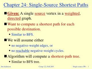 Chapter 24: Single-Source Shortest Paths