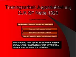 Trainingsarbeit Jugendabteilung DJK SF Nette 1920