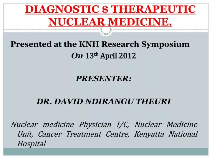 diagnostic therapeutic nuclear medicine
