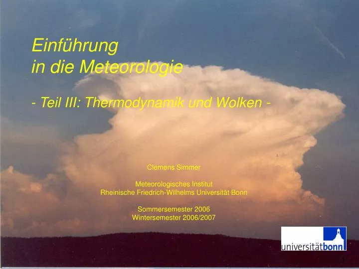 einf hrung in die meteorologie teil iii thermodynamik und wolken