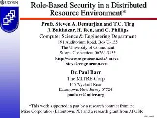 Role-Based Security in a Distributed Resource Environment*