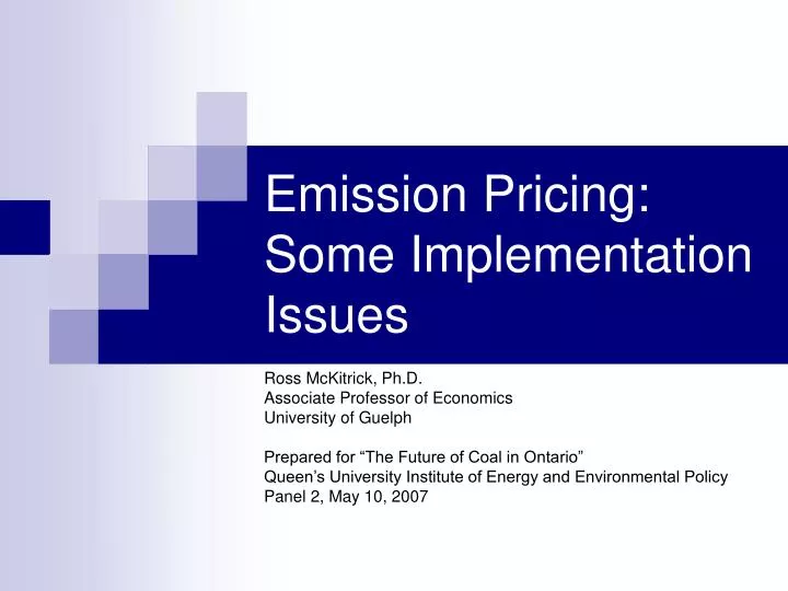 emission pricing some implementation issues