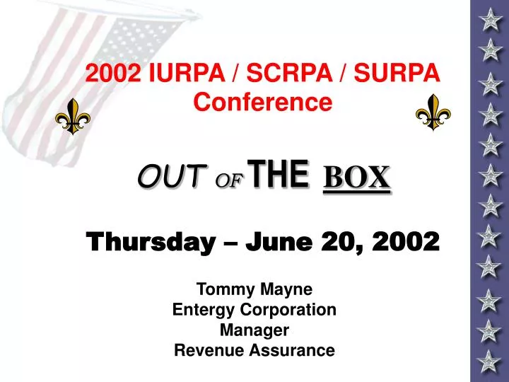 2002 iurpa scrpa surpa conference out of the box thursday june 20 2002