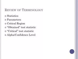 Review of Terminology