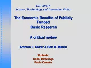 IST- MeGT Science, Tecchnology and Innovation Policy