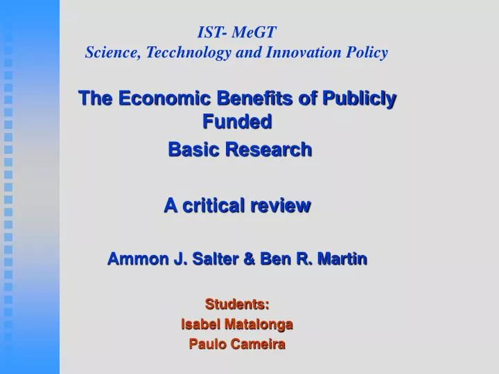 ist megt science tecchnology and innovation policy