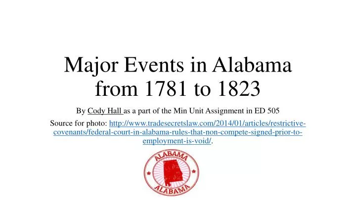 major events in alabama from 1781 to 1823