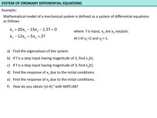 SYSTEM OF ORDINARY DIFFERENTIAL EQUATIONS