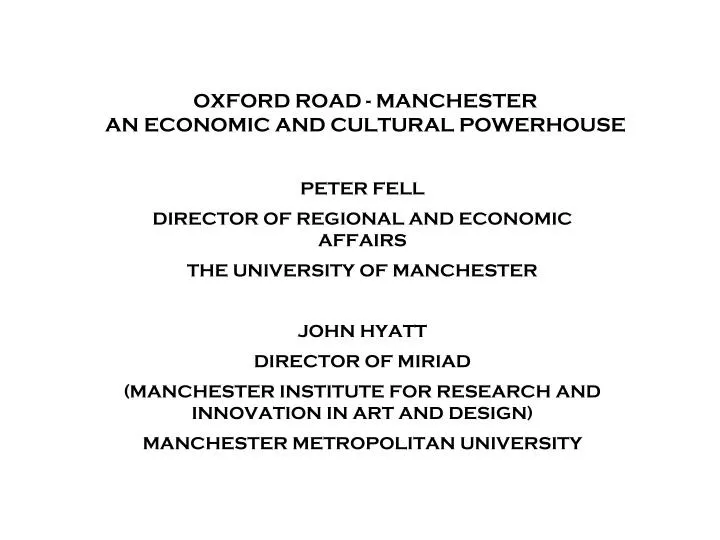 oxford road manchester an economic and cultural powerhouse