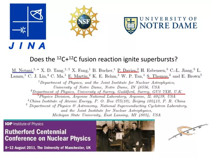 does the 12 c 12 c fusion reaction ignite superbursts