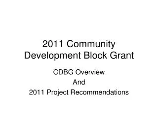 2011 Community Development Block Grant