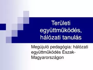 Területi együttműködés, hálózati tanulás