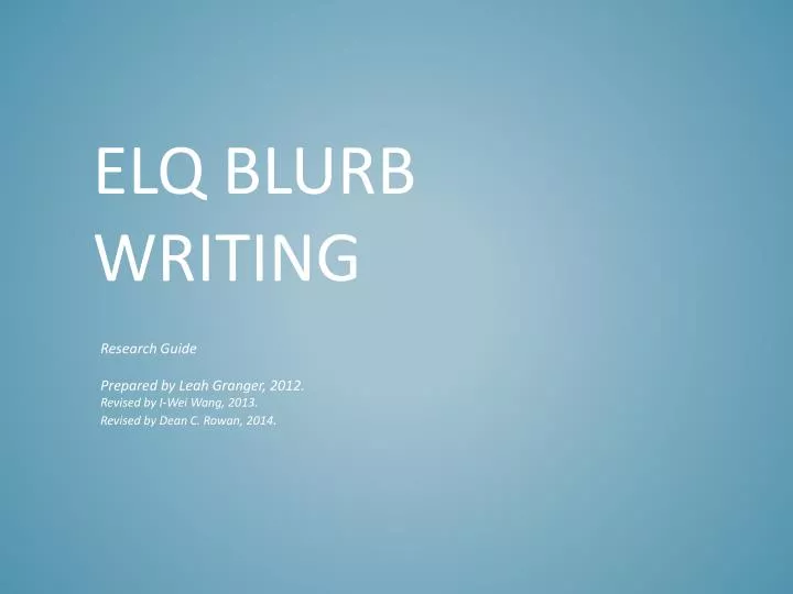 elq blurb writing