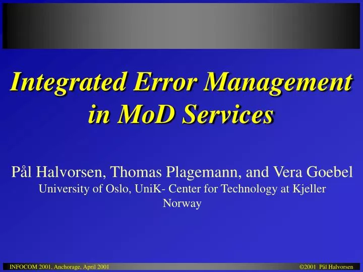 integrated error management in mod services