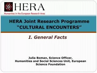 HERA Joint Research Programme “CULTURAL ENCOUNTERS”