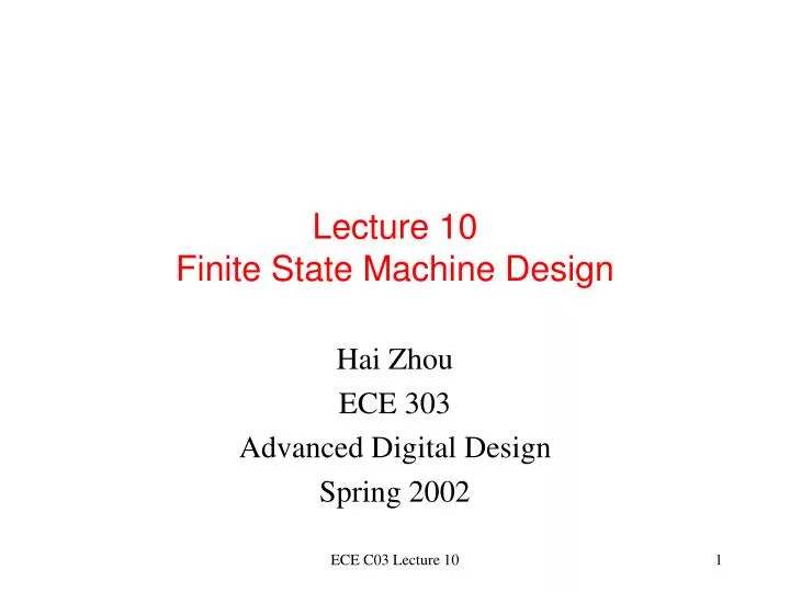 lecture 10 finite state machine design