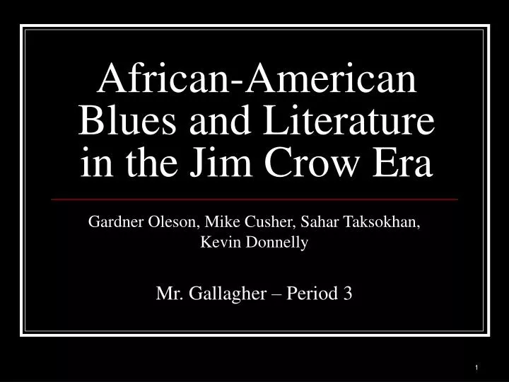 african american blues and literature in the jim crow era