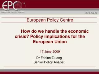Dr Fabian Zuleeg Senior Policy Analyst